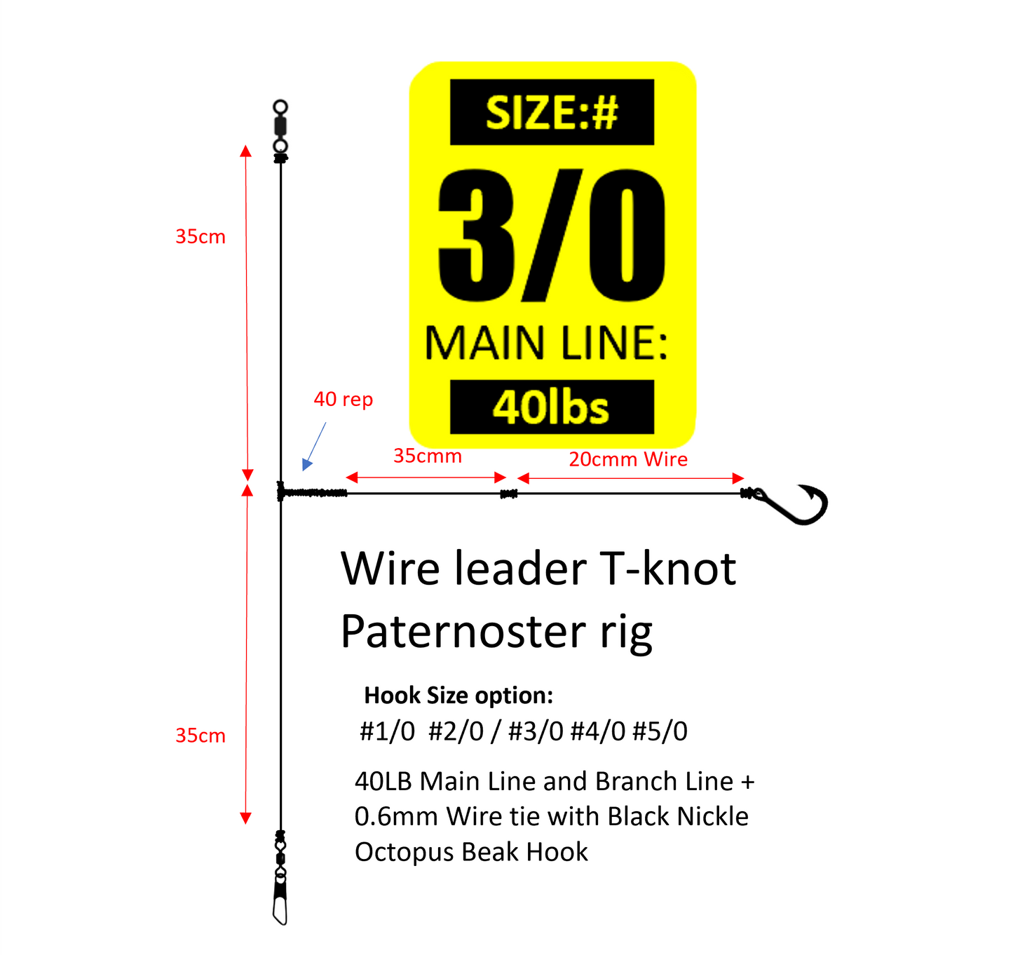 RigRanger T-knot wire leader Paternoster rig
