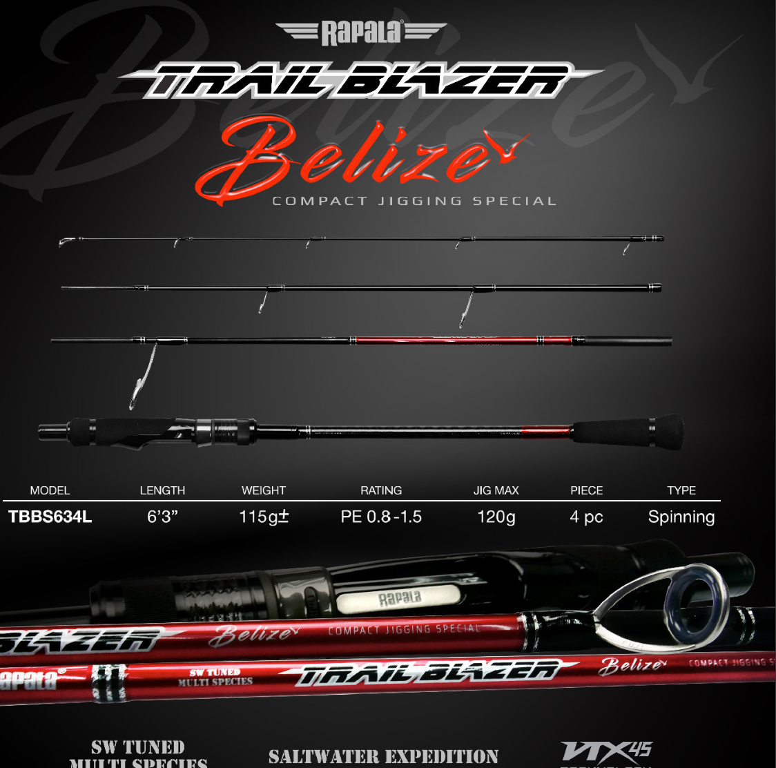 Rapala TrailBlazer Belize light jigging travel rod