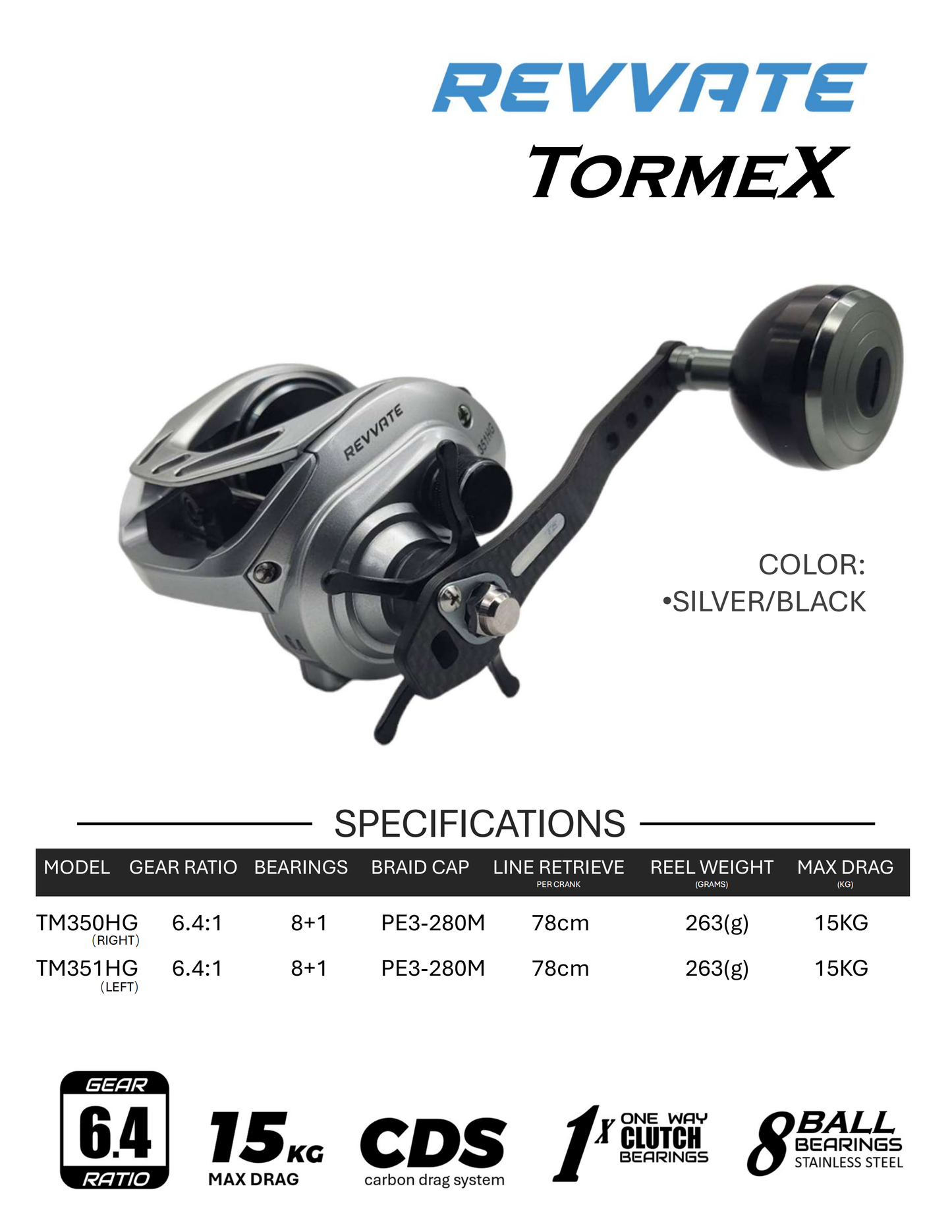 REVVATE TORMEX SW BAITCAST REEL