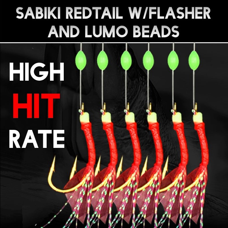 Sabiki redtail W/flasher and lumo beads