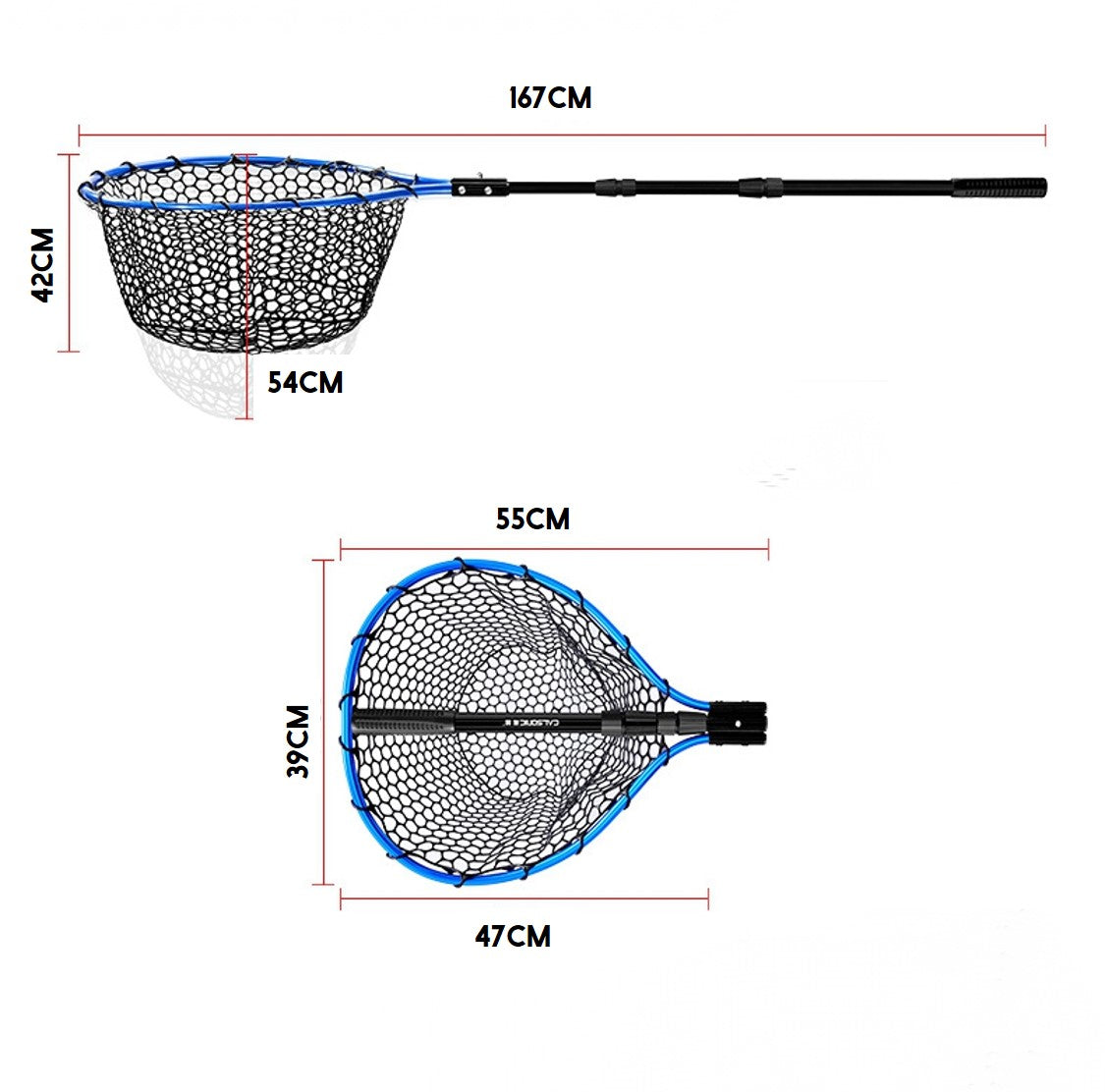 Three section Silicone mesh fish landing net