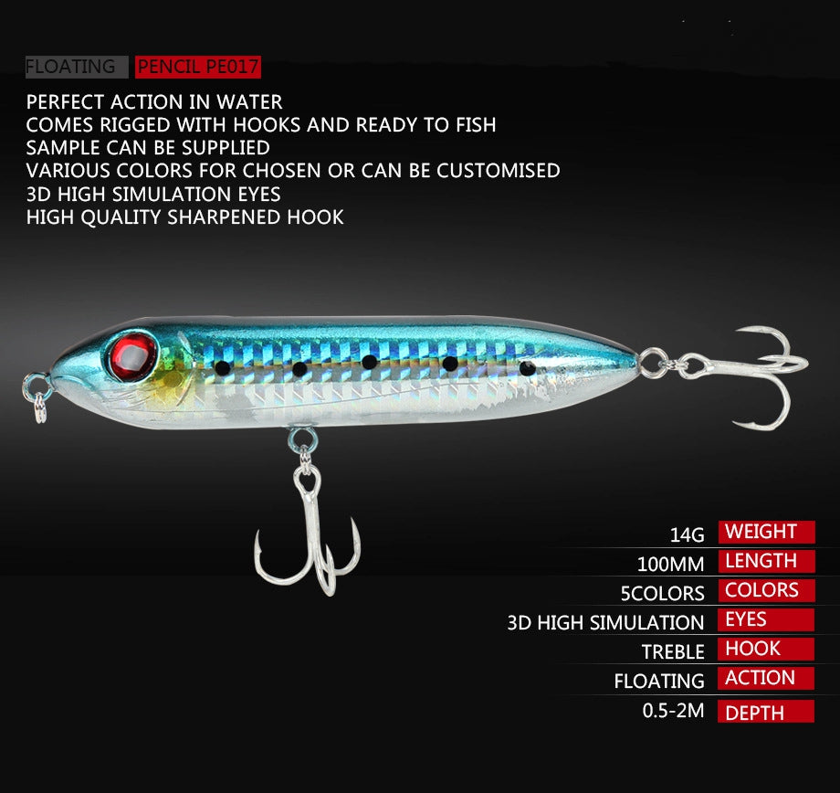 Top water pencil fishing lure PE017