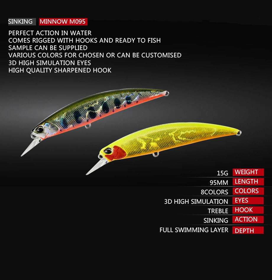Sinking minnow fishing lure M095