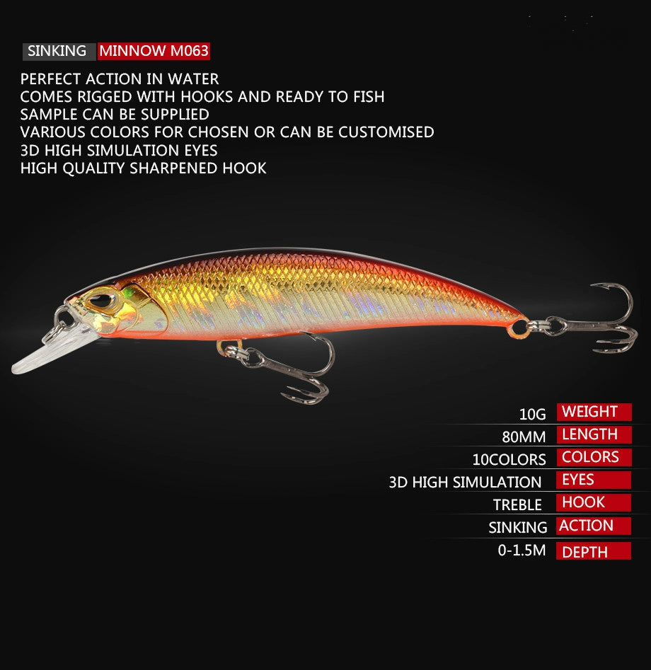 Sinking minnow fishing lure M063