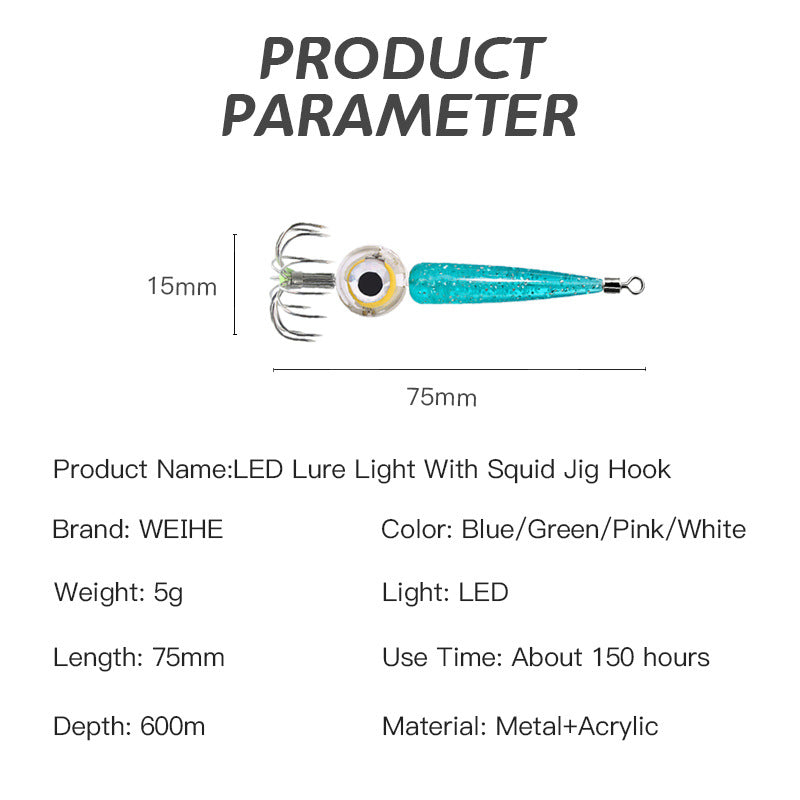 LED squid jig hook