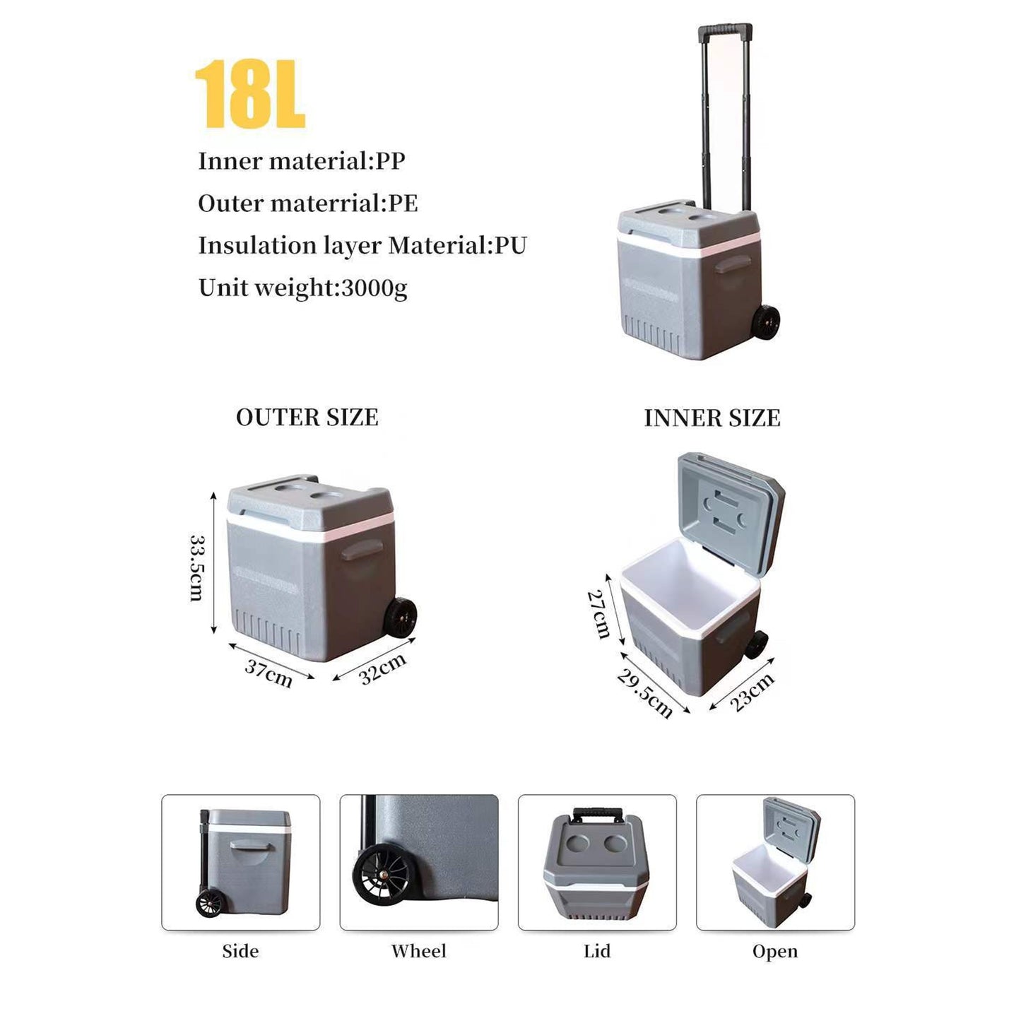 18L Cooler box with wheels CB-07