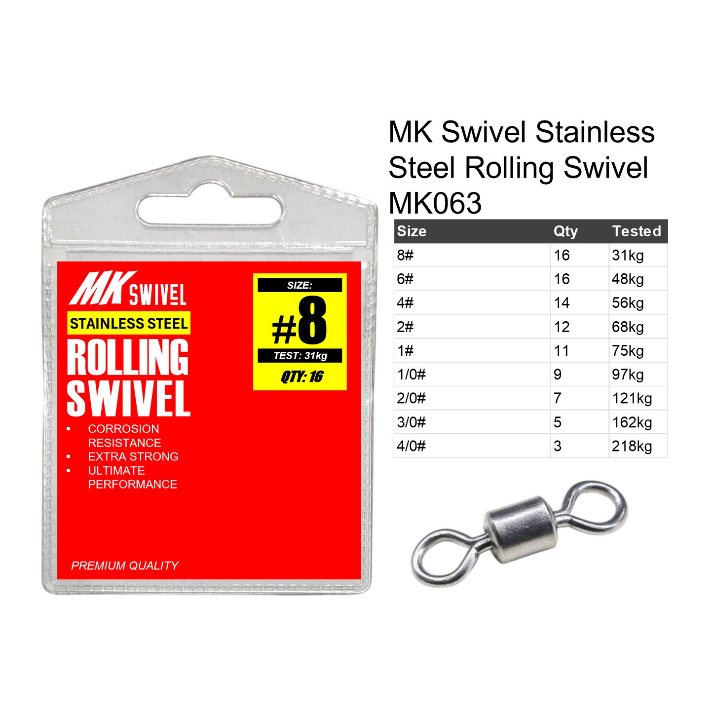 MK Swivel Stainless Steel Rolling Swivel MK063