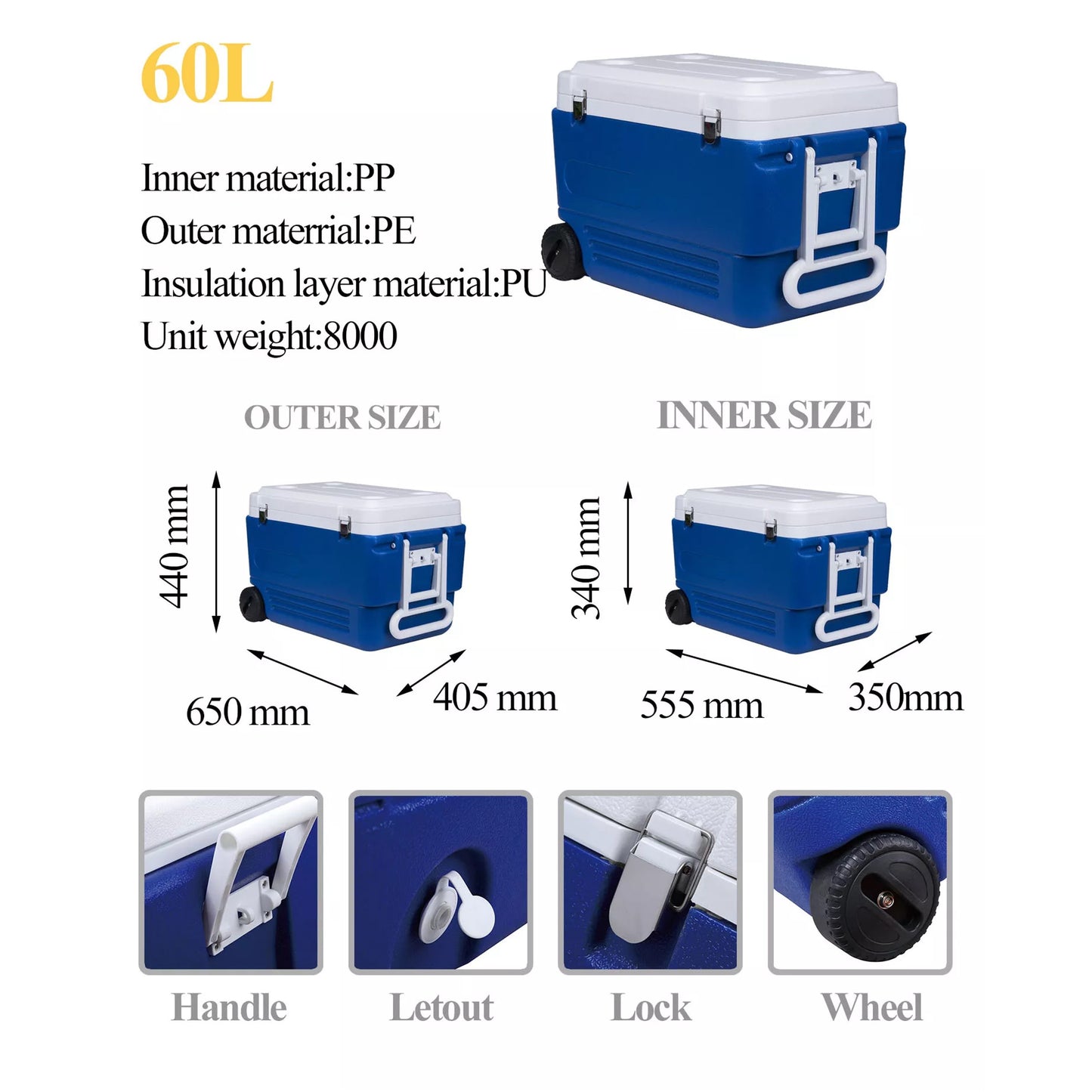 Rectangle Cooler box with wheels CB-06