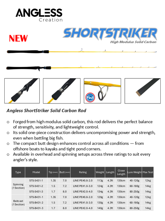 Angless ShortStriker Soild Carbon Rod