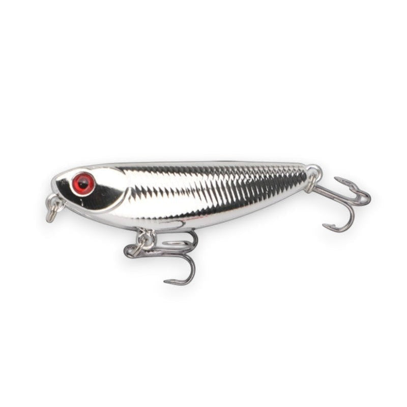 WBQ Tackle supplies Superse MicroZig WTD PE024 silver fishing lure with red eye and treble hooks