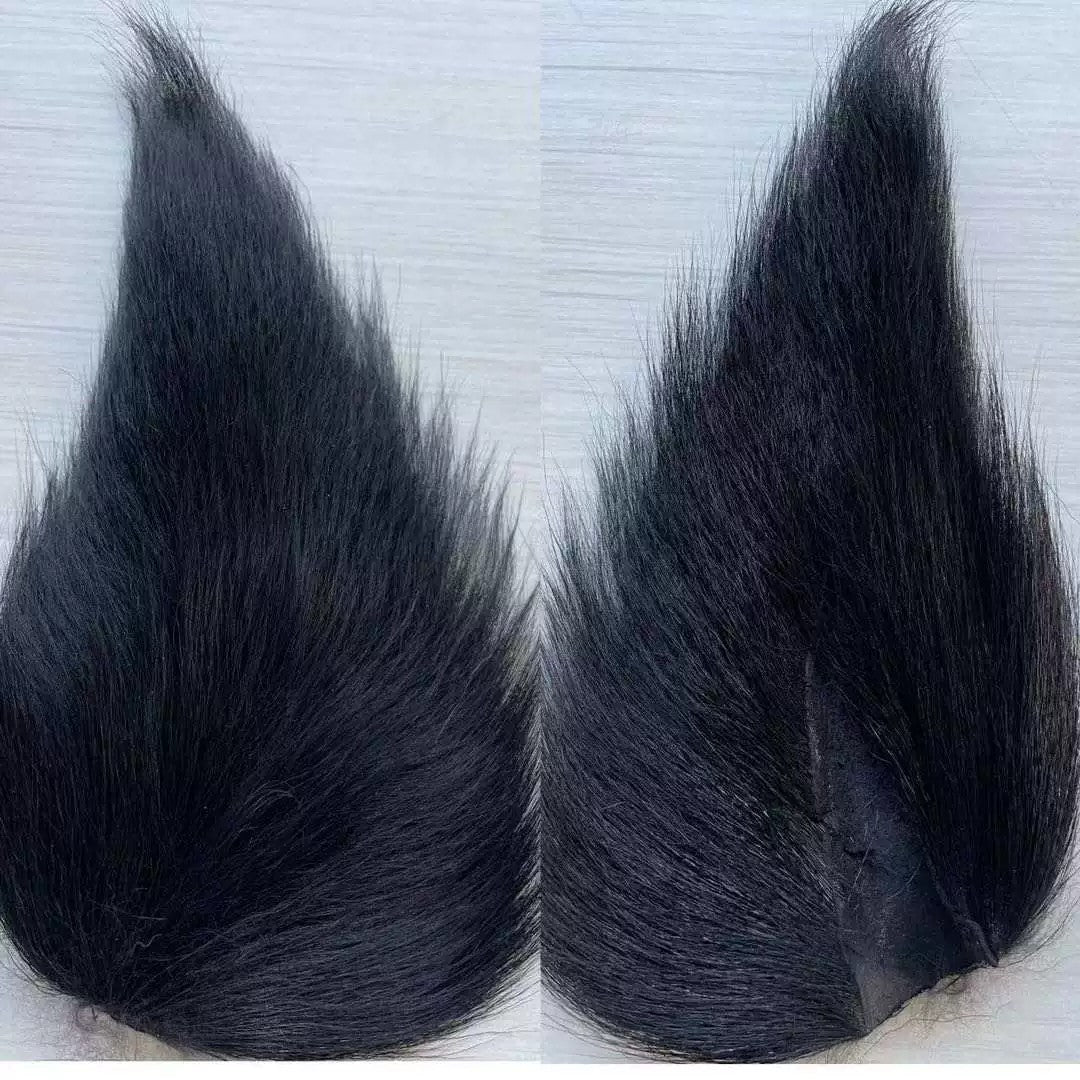 WBQ Tackle supplies black bucktail fur pieces for fly tying and fishing lures