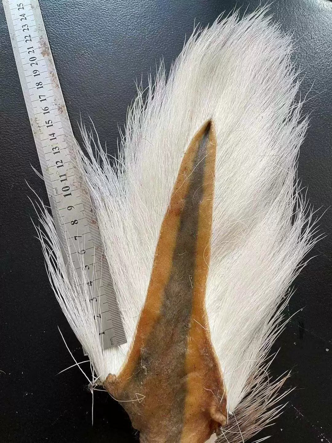 WBQ Tackle supplies Superse Bucktail Fur, white and brown, natural material for fly tying and lures.