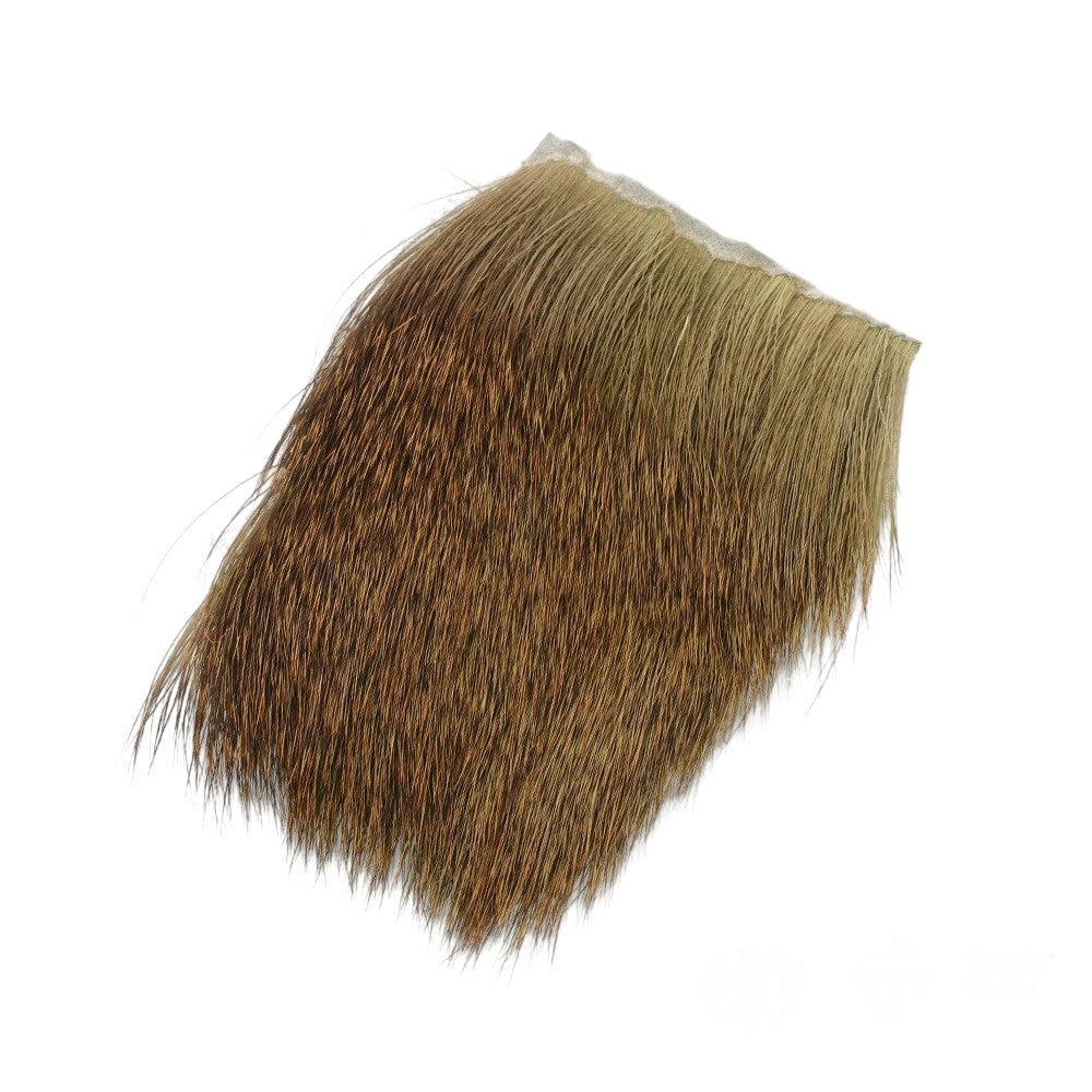 WBQ Tackle supplies deer fur fly tying material in olive brown, natural texture and buoyancy for nymphs, streamers, and dry flies.