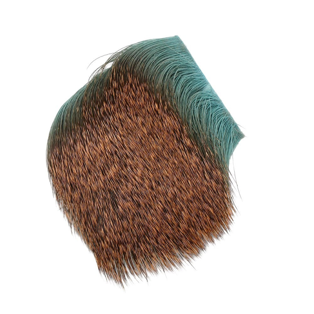 WBQ Tackle supplies Superse deer fur fly tying material, brown with teal tips, natural texture and buoyancy for flies.