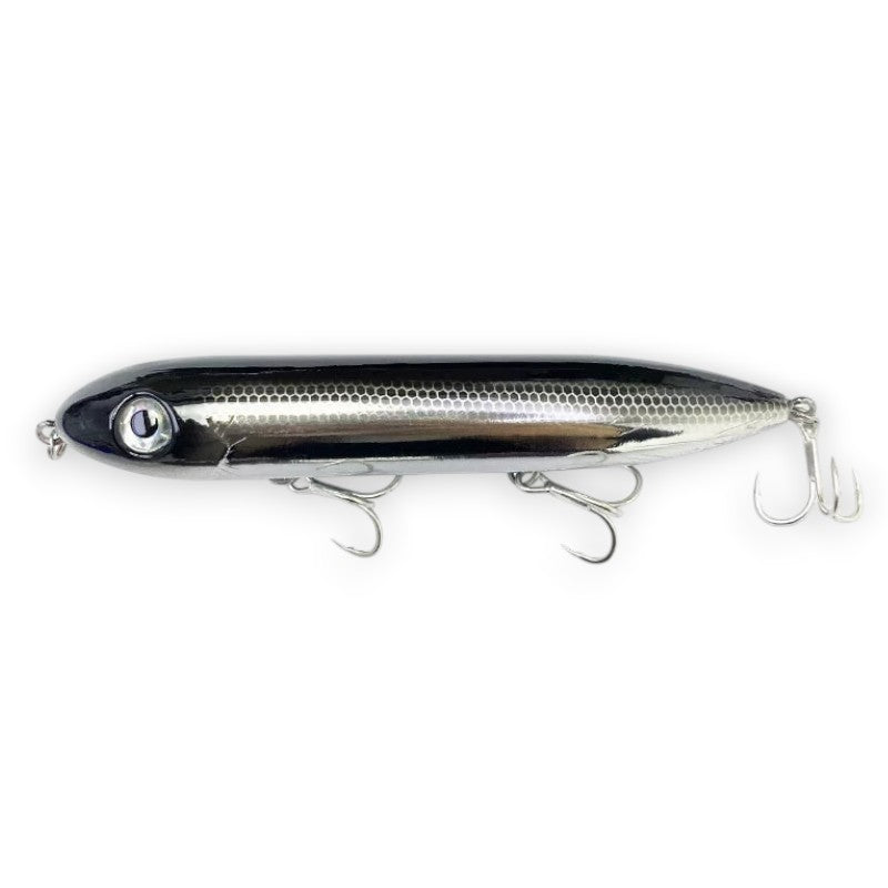 WBQ Tackle supplies Superse Zig Brat 126F fishing lure, black and silver, 126mm long, 26g weight, with treble hooks.