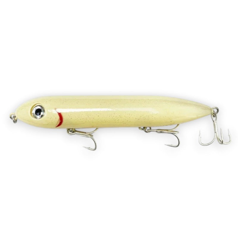 WBQ Tackle supplies Superse Zig Brat 126F fishing lure, pale yellow with red gill detail, 126mm long, 26g weight.