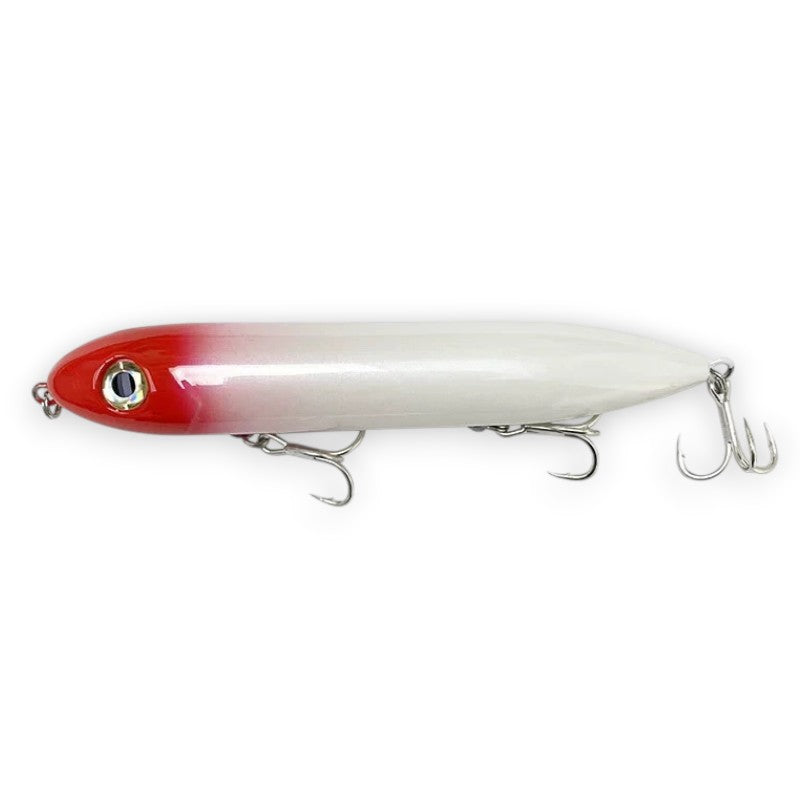 WBQ Tackle supplies Superse Zig Brat 126F fishing lure, red and white gradient, 126mm long, 26g weight, with treble hooks.