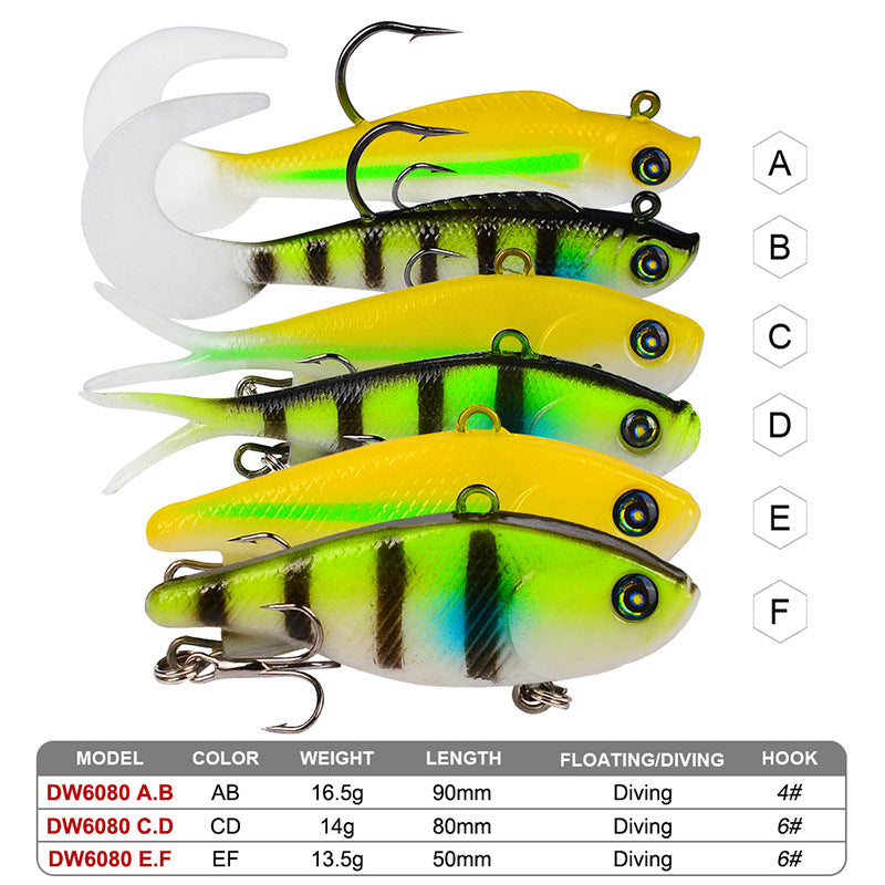 Rubber fish with lead fishing lure DW6080