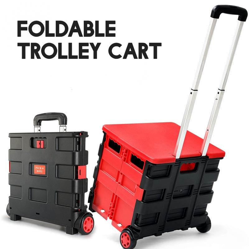 Foldable Basket Trolley Cart