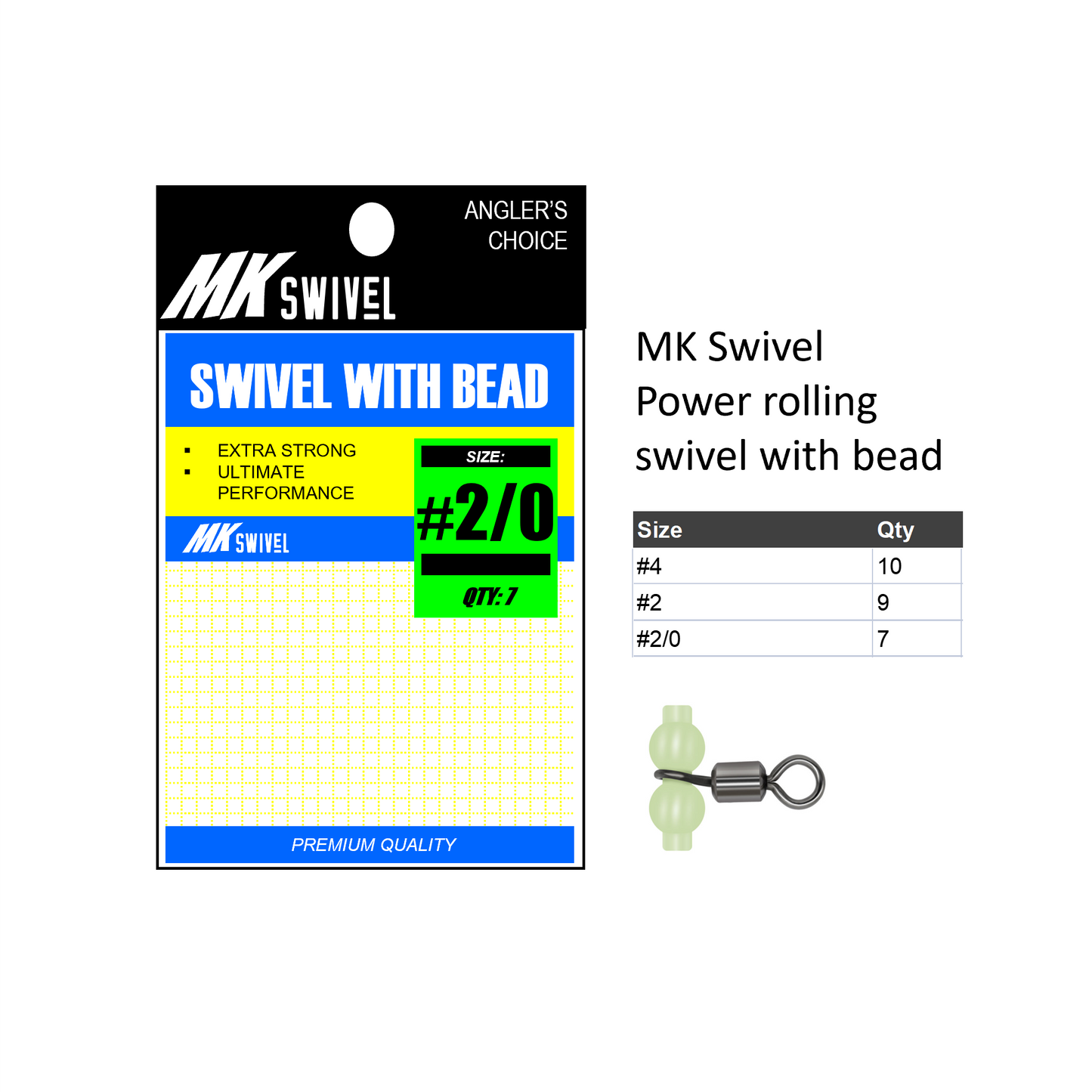 MK Swivel Power rolling swivel with bead MK035